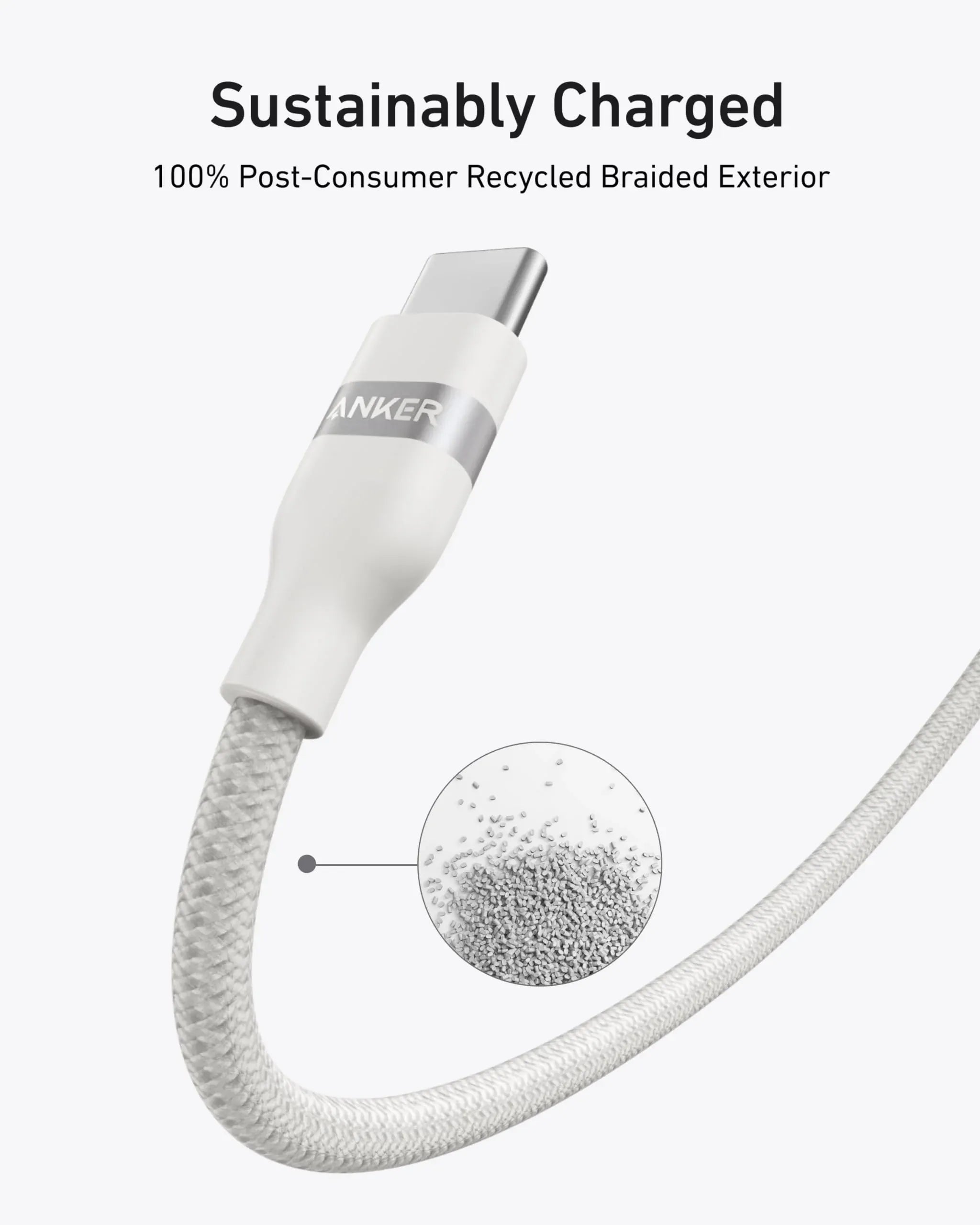 Anker USB-C to USB-C Cable 6ft 240W | White Anker USB-C to USB-C Cable 6ft 240W | White